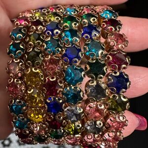 Gold and Multicolored Serpentine Crystal Encrusted Bracelet